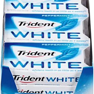 Trident White Sugar Free Gum, Peppermint, 16 Count (Pack of 9)