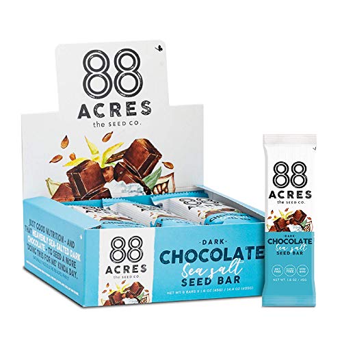 88 Acres Dark Chocolate Sea Salt Seed Granola Bar, Gluten-free, Nut-free, Non-GMO, Vegan, School Safe (1.6 Oz, 12 pack)
