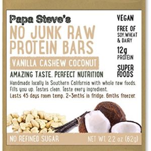 Papa Steve's No Junk Raw Protein Bars- Vanilla Cashew Coconut, 2.2 Oz, 10 Count