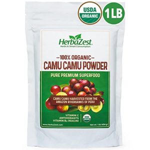 Camu Camu Powder Organic - 16 Ounce (1 Full LB) - Nutrient-Rich and Best Source of Vitamin C - Vegan & USDA Certified - Gluten Free - Perfect for Smoothies, Juices, Teas & Hot Beverages