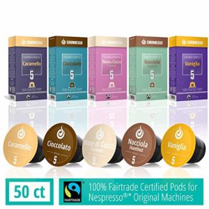 50 Fairtrade Flavored Coffee Capsules Compatible with Original Nespresso Machines | Flavored Coffee Pods for Nespresso Machines - Gourmesso Flavor Bundle