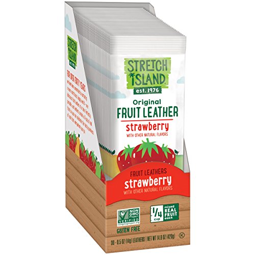 Stretch Island Strawberry Original Fruit Leather Snacks - Vegan | Gluten Free | Non-GMO | No Sugar Added - 0.5 Oz Strips (30 Count)