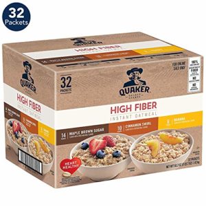 Quaker Quaker Instant Oatmeal, High Fiber Variety Pack, 32Count
