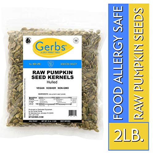 Raw Pumpkin Seed Kernels, 2 LBS by Gerbs - Top 14 Food Allergy Free & NON GMO - Vegan, Keto Safe & Kosher - Premium Quality