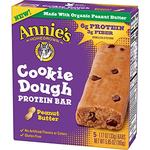 Annie's Homegrown Cookie Dough Protein Bar, Peanut Butter, 5 Count (Pack of 8)