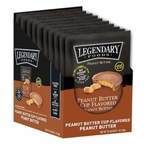 Legendary Foods Peanut Butter Squeeze Packets | Keto Fat Bombs, Low Carb, No Sugar Added, Vegan | Peanut Butter Cup (1oz, Pack of 10)