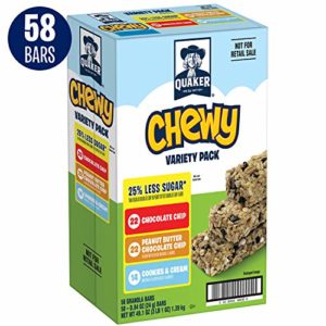 Quaker Chewy Granola Bars, 25% Less Sugar, Variety Pack, 58 Bars