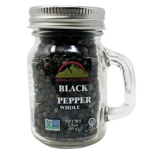 Himalayan Chef Whole Black Pepper, 2.33 oz, Himalayan Black Pepper Small Mason Jar, Non GMO, Vegan Certified, Kosher, Halal