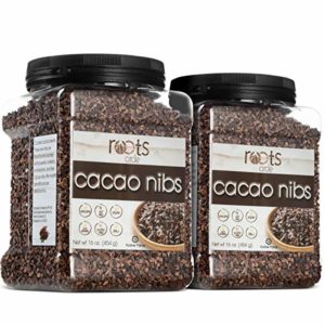 Roots Circle Raw Cacao Nibs (2 LB) | Delicious Crushed Cacao Beans Superfood Is A Great Sugar-Free Substitute for Chocolate | Natural Cocoa Nibs Are Vegan, Nut-Free, Non-GMO, Kosher, & Gluten Free