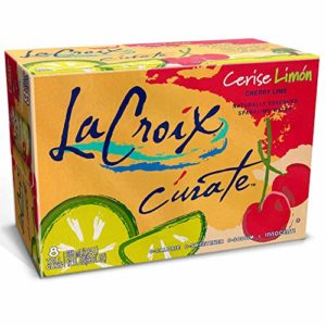 LaCroix Cúrate Cerise Limon Sparkling Water, Cherry Lime, 12oz Slim Cans, 8 Pack, Naturally Essenced, 0 Calories, 0 Sweeteners, 0 Sodium