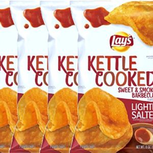 NEW Lay's Kettle Cooked Potato Chips, Sweet & Smoky Barbecue, Lightly Salted, 8 oz Bag (4)