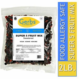 Gerbs Super 5 Dried Fruit Mix, 2 LBS. - Top 14 Food Allergy Free & NON GMO - Unsulfured & Preservative Free - Blueberries, Cranberries, Goji Berries, Cherries & Raisins