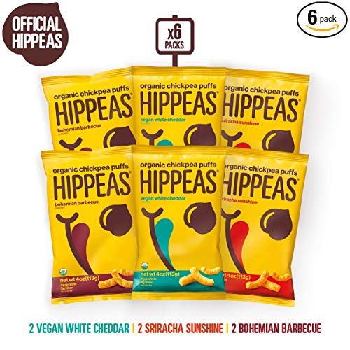 HIPPEAS Organic Chickpea Puffs + Variety Pack | 4 ounce, 6 count | Vegan, Gluten-Free, Crunchy, Protein Snacks
