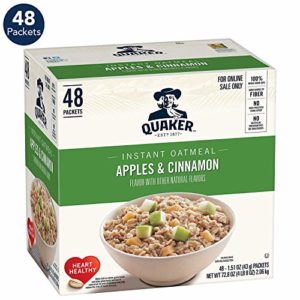 Quaker Instant Oatmeal, Apples & Cinnamon, 1.51oz Packets (48 Pack)