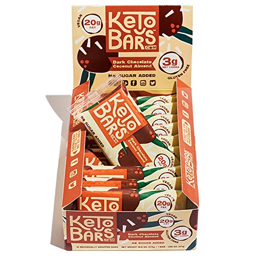 KETO BARS: The Original High Fat, Low Carb, Keto Snack Bars. Simple Ingredients, Gluten Free, Vegan. (Dark Chocolate Coconut Almond, 10 Count)