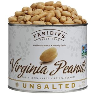 FERIDIES Unsalted Super Extra Large Virginia Peanuts - 40oz Tin, NonGMO, OU Kosher