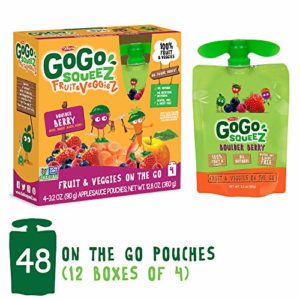 GoGo squeeZ Fruit & VeggieZ on the Go, Apple Carrot Mixed Berry, 3.2 Ounce (48 Pouches), Gluten Free, Vegan Friendly, Healthy Snacks, Unsweetened, Recloseable, BPA Free Pouches