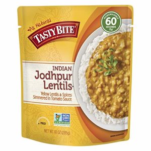 Tasty Bite Indian Entree Jodhpur Lentils 10 Ounce (Pack of 6), Fully Cooked Indian Entrée with Yellow Lentils and Spices in a Tomato Sauce, Vegan, Gluten Free, Microwaveable, Ready to Eat
