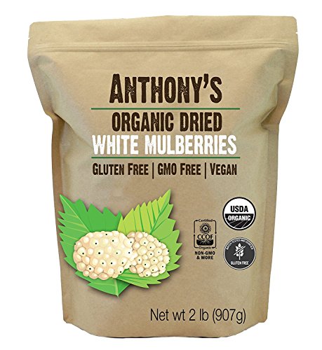 Anthony's Organic White Mulberries, 2lbs, Sun Dried, Non GMO & Gluten Free