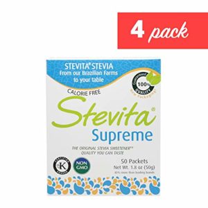 Stevita Stevia Supreme Powder (4 Pack) - 50 Packets - Stevia & Xylitol All Natural Sweetener, No Calories - USDA Organic, Non GMO, Vegan, Kosher, Paleo, Gluten-Free - 200 Servings