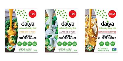 Daiya Cheeze Sauce Variety Pack |Cheddar, Alfredo & Zesty Cheddar | Vegan, Dairy Free, Gluten Free, Soy Free, Rich Cheesy Flavor (3 Pack)