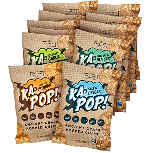 Ka-Pop! Popped Chips, Variety Pack (1oz, Pack of 12) - Allergen Friendly, Ancient Grains, Gluten-Free, Paleo, Non-GMO, Vegan, Healthy, Whole Grain Snacks