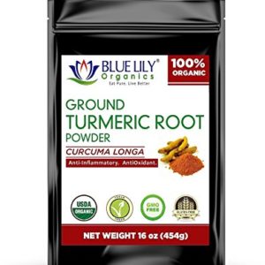 Blue Lily Organics | Ground Turmeric Root (Curcumin) Powder | Herbal Supplement | Antioxidant & Anti-Inflammatory | All Natural Organic Formula | Vegan, Non-GMO & Gluten Free | 1lb Bag