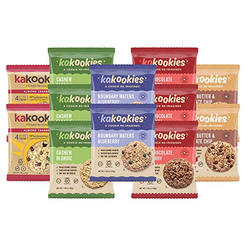 Kakookies, Assortment (Box of 12), Energy Snack Cookies with Plant-Based Protein, Vegan, Gluten-Free, Dairy-Free, Soy-Free, Soft Baked