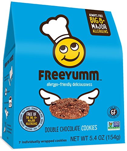 FreeYumm Allergen Free Cookies, Gluten Free, Vegan, Dairy Free, Nut Free Snacks for Kids, Total of 21 Cookies (Double Chocolate Chip)