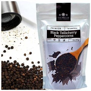 The Spice Lab - Whole Black Peppercorns Tellicherry (16 oz) Packed in the USA - Steam Sterilized Kosher Non-GMO All Natural Black Pepper for Grinders 1 Pound Bag 5015
