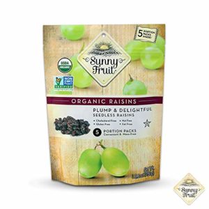 ORGANIC Raisins - Sunny Fruit - (5) 1.76oz Portion Packs per Bag | Purely Seedless Raisins - NO Added Sugars, Sulfurs or Preservatives | NON-GMO, VEGAN & HALAL (Pack of 1)