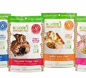Buddy's Allergen Free: {VARIETY} Gluten Free Cakes - Frosting Included - Vegan Dessert - Nut Free Cakes - Top 8 Allergen Free Food - Nut Free Desserts - Mug Cakes - Gourmet Snack 4 PACK (16oz)