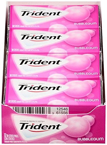 Trident Gum, Bubblegum, 18Count (Pack of 12)