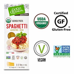 GoGo Quinoa Organic Spaghetti, Gluten Free Pasta. Vegan, Non GMO & Corn Free 2.2 lbs