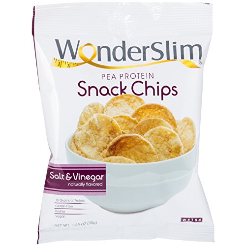 WonderSlim Pea Protein Snack Chips (12g) - Salt & Vinegar - Low-Carb Diet Healthy Protein Snack - Gluten-Free, Vegan (10 Bags)