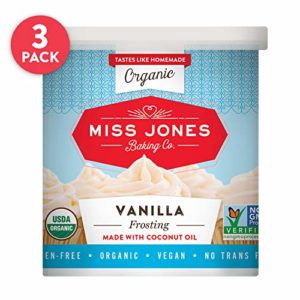 Miss Jones Baking Organic Buttercream Frosting, Perfect for Icing and Decorating, Vegan-Friendly: Vanilla (Pack of 3)