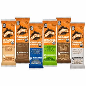 SKOUT BACKCOUNTRY Organic Energy Bars - Variety Pack - Vegan Snacks - Plant Based Bars - Non-GMO - Gluten Free, Dairy Free, Soy Free - No Sugar Added - (12 Count)