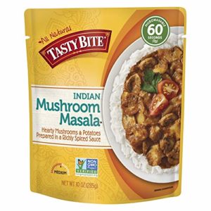 Tasty Bite Indian Entree Mushroom Masala 10 Ounce (Pack of 6), Fully Cooked Indian Entrée with Mushrooms & Potatoes in a Richly Spiced Sauce, Vegan, Gluten Free, Microwaveable, Ready to Eat