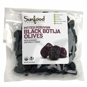 Sunfood Olives, Black Botija, Pitted, 8 Ounces, Organic, Raw