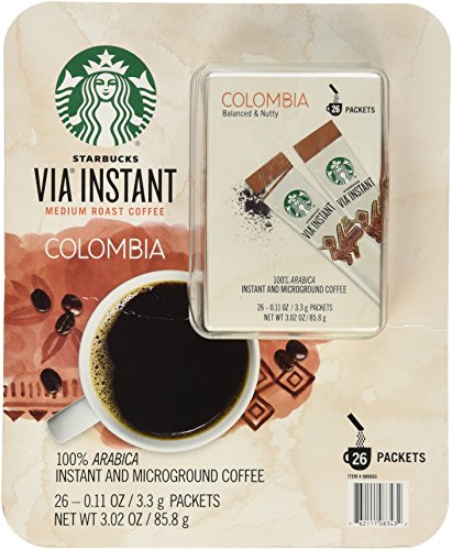 Starbucks Via Instant Medium Roast Colombia Coffee, 26Count