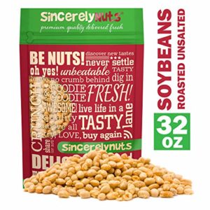 Sincerely Nuts Roasted Soybeans Unsalted (2 LB) Gluten-Free - Vegan & Kosher-Powerful Vegetarian Protein Source
