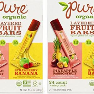 Pure Organic Layered Fruit Bars (Pineapple Passionfruit; Strawberry Banana) 24 ct. (Pack of 2 bxs)