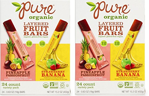 Pure Organic Layered Fruit Bars (Pineapple Passionfruit; Strawberry Banana) 24 ct. (Pack of 2 bxs)