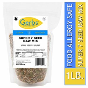 Raw Super 7 Seed Mix, 1 LBS - Top 14 Food Allergy Free & NON GMO - Keto Safe (Pumpkin, Sunflower, Black Chia, White Chia, Golden Flax, Brown Flax, Hemp Seeds)