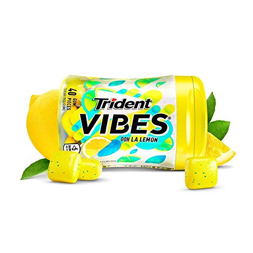 Trident Vibes Ooh La Lemon Sugar Free Chewing Gum - 4 Bottles (160 Pieces Total)
