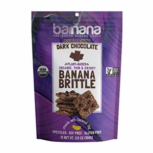 Barnana Organic Crunchy Banana Brittle - Double Chunk Dark Chocolate, 3.5 Ounce - Healthy Vegan Cookie Style Dessert Snack - Made with Sustainable, Eco Friendly Upcycled Bananas