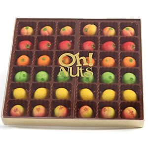 Oh! Nuts Marzipan Candy Fruits, Holiday Marzipans Gift Tray in a Fancy Box, Unique Basket for Women & Men Alike, Send it Christmas or Thanksgiving Gourmet Gifts Food Idea (36 Piece)