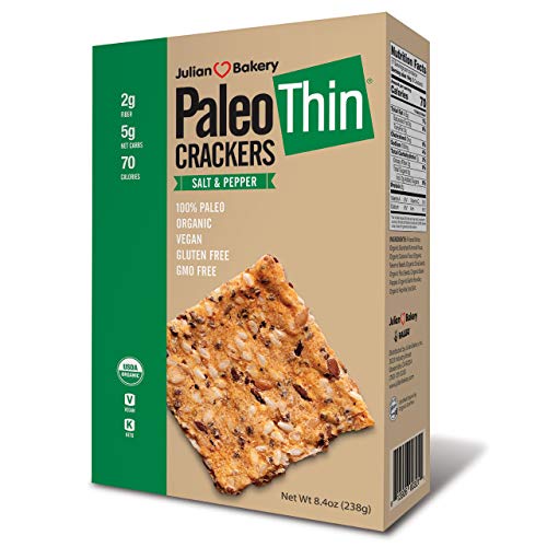 Julian Bakery Paleo Thin Crackers (Salt-Pepper) (Organic)(Low Carb)(Grain-Free)(Gluten-Free) (1 Pack)