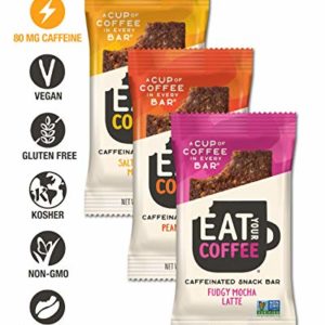Eat Your Coffee Energy Bar Variety Pack | Vegan, Gluten Free, Non GMO, Kosher | Tasty Caffeinated Snacking | Ethically Sourced, Clean Ingredients | Real Food to Fuel Workouts - 6 Count Bars