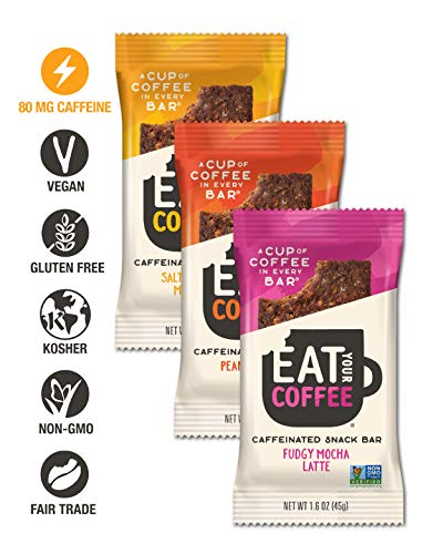 Eat Your Coffee Energy Bar Variety Pack | Vegan, Gluten Free, Non GMO, Kosher | Tasty Caffeinated Snacking | Ethically Sourced, Clean Ingredients | Real Food to Fuel Workouts - 6 Count Bars
